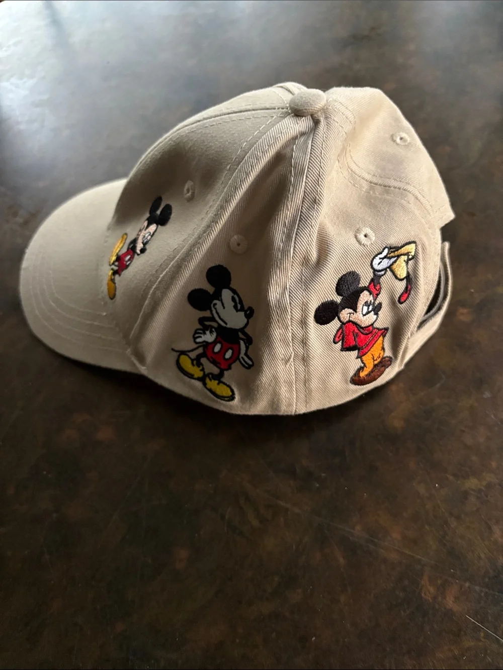 Disney Beige Baseball Cap with Embroidered Mickey Mouse
